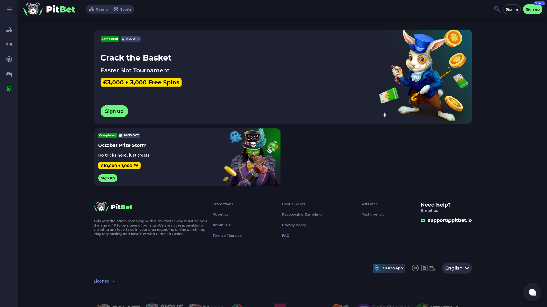 PitBet Casino Desktop Tournaments