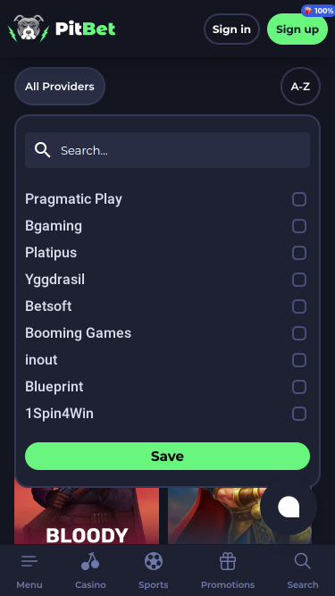 PitBet Casino Mobile Game Developers