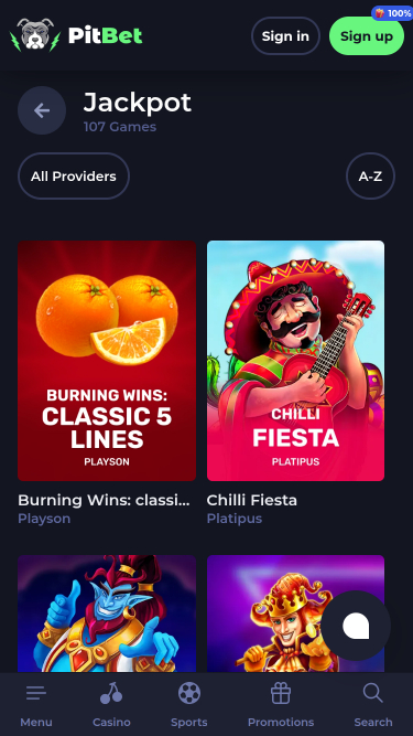 PitBet Casino Mobile Jackpot