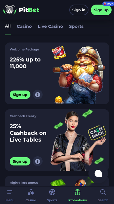 PitBet Casino Mobile Promotions