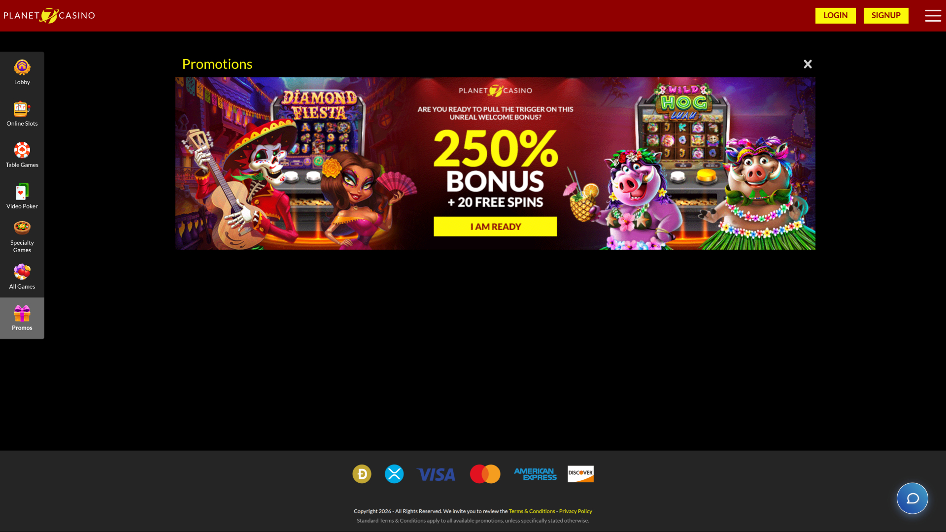 Planet 7 Casino Desktop Promotions