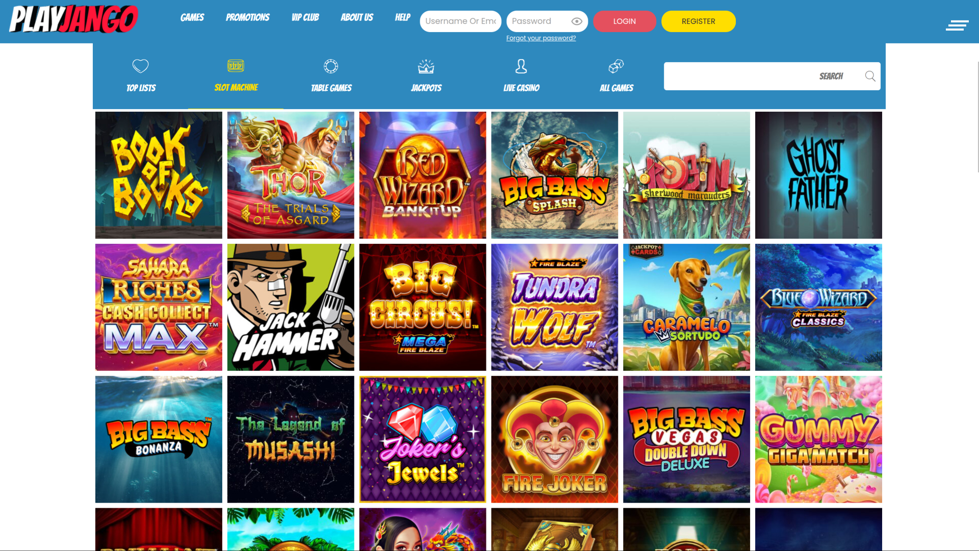 Play Jango Casino Desktop Games