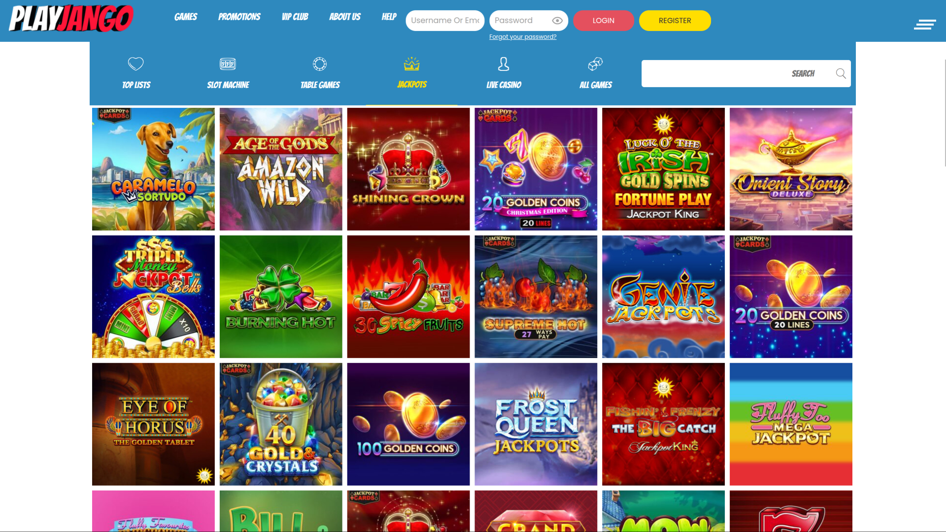Play Jango Casino Desktop Jackpot