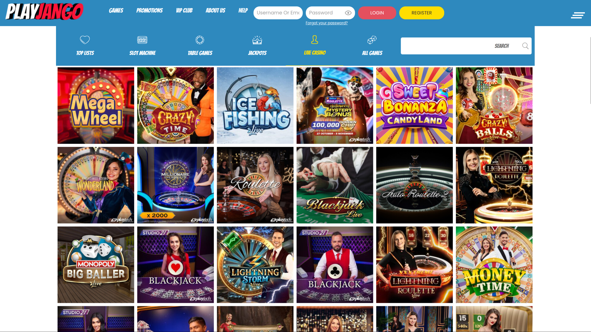 Play Jango Casino Desktop Live Dealer