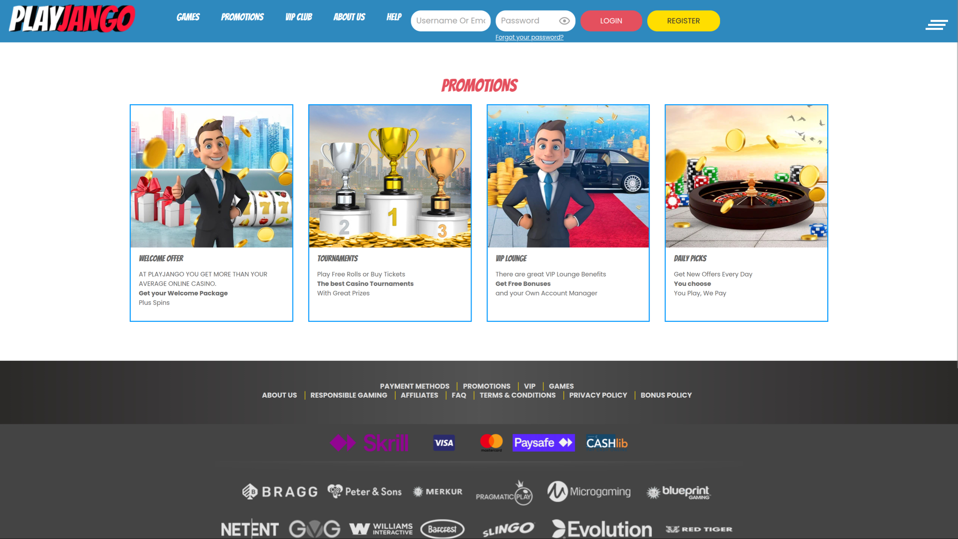 Play Jango Casino Desktop Promotions