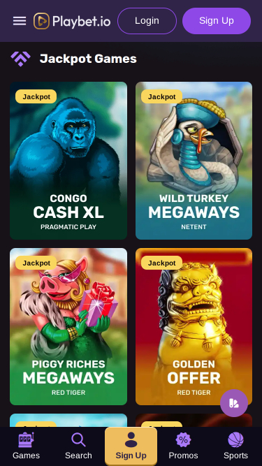 Playbet.io Casino Mobile Jackpot