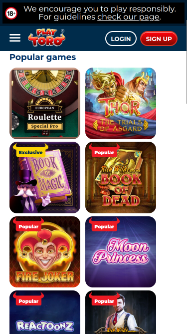 PlayToro Casino Mobile Games