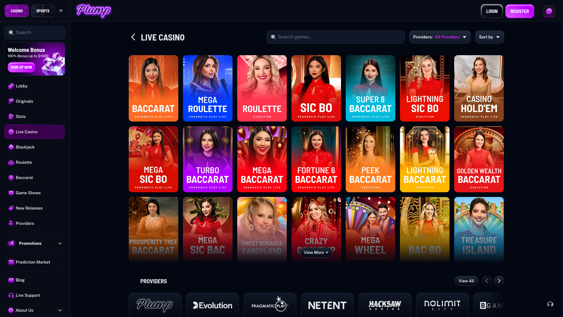 Plump Casino Live Dealer