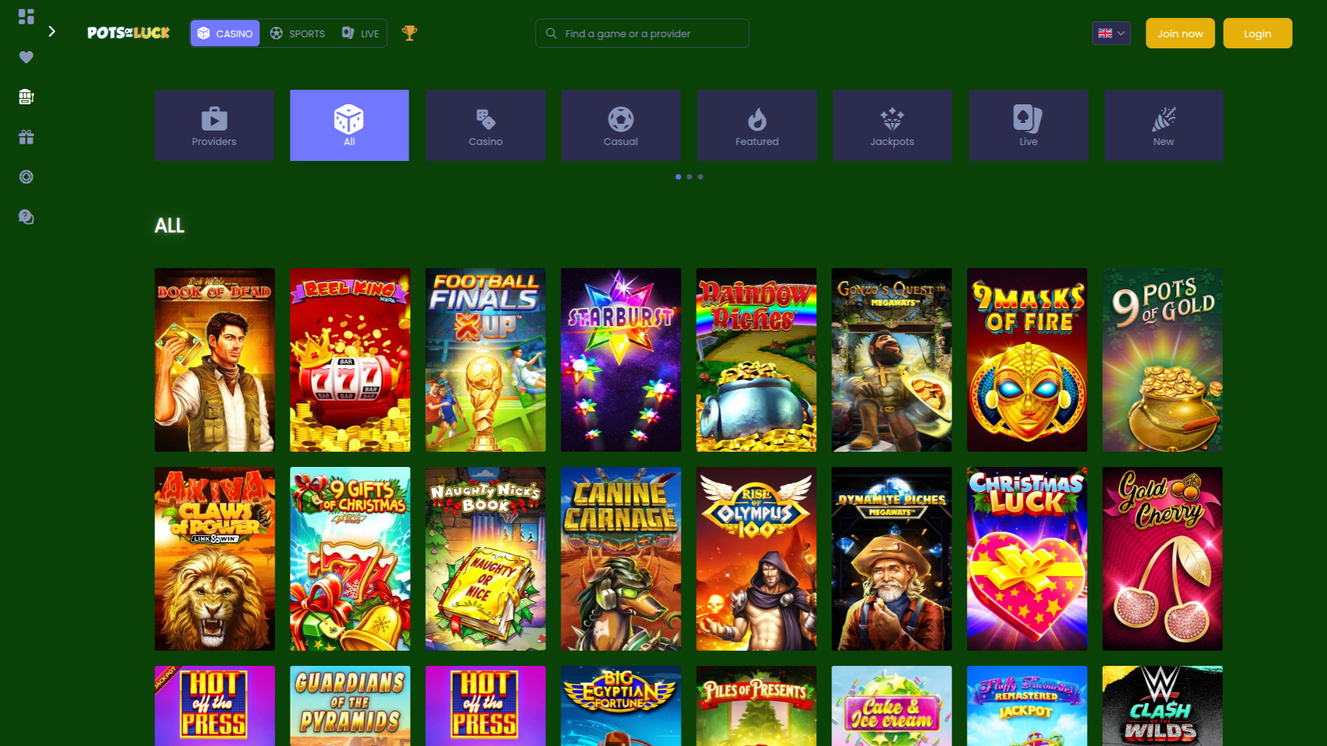 Pots of Luck Casino Desktop Games