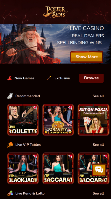 Potter Slots Casino Mobile Live Dealer