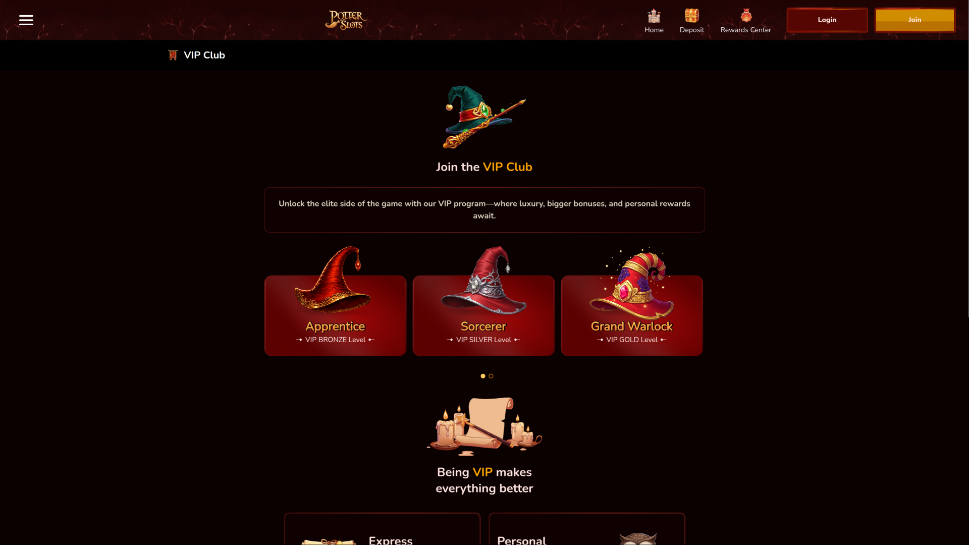 Potter Slots Casino Desktop VIP