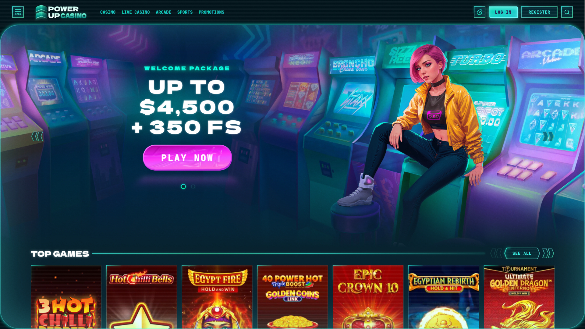 PowerUp Casino Desktop Homepage