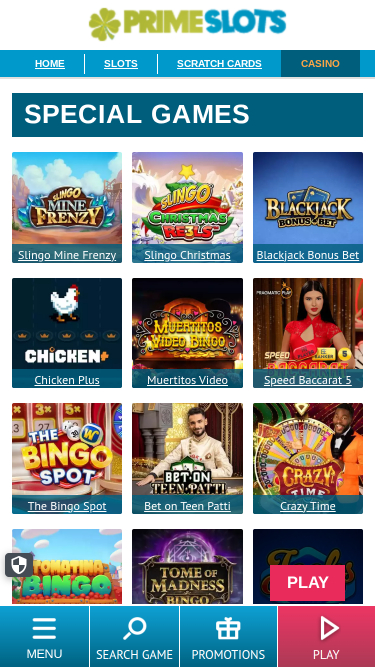 Prime Slots Mobile Spezialspiele