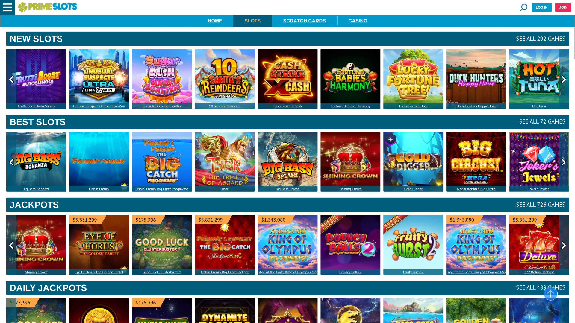 Prime Slots Desktop-Spiele