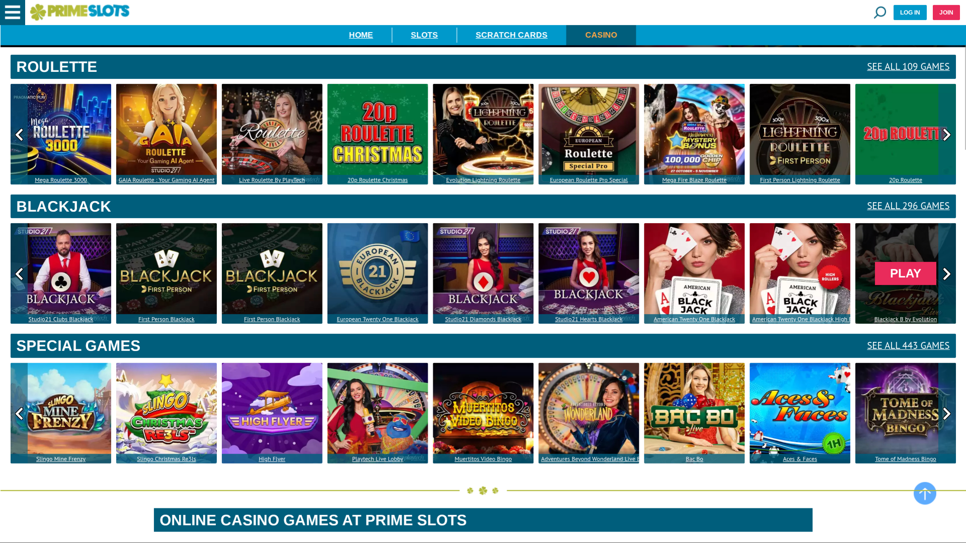 Prime Slots Desktop Live-Dealer