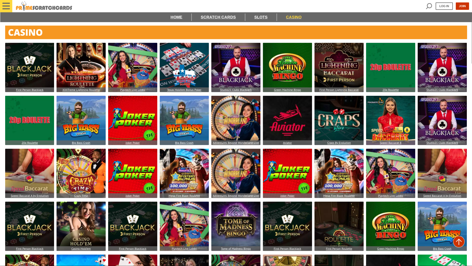 PrimeScratchCards Desktop Live Dealer