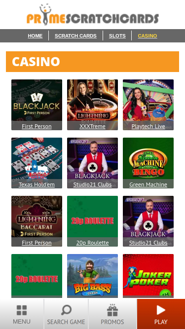 PrimeScratchCards Mobile Live Dealer