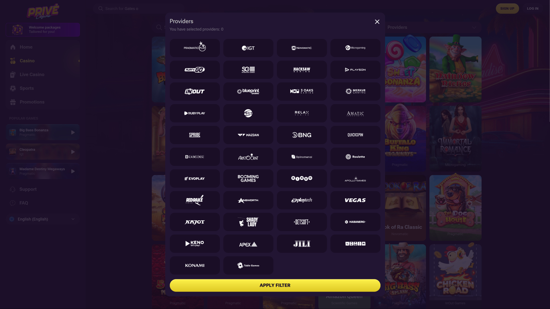 Prive Casino Desktop Game Developers