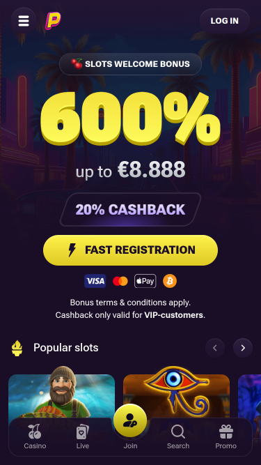 Prive Casino Mobile Homepage