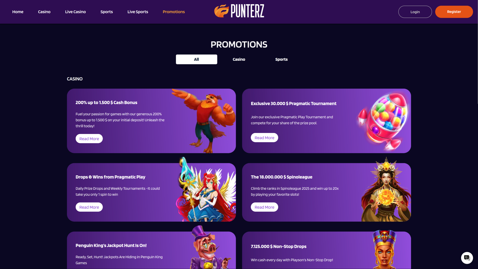 Punterz Casino Desktop Promotions