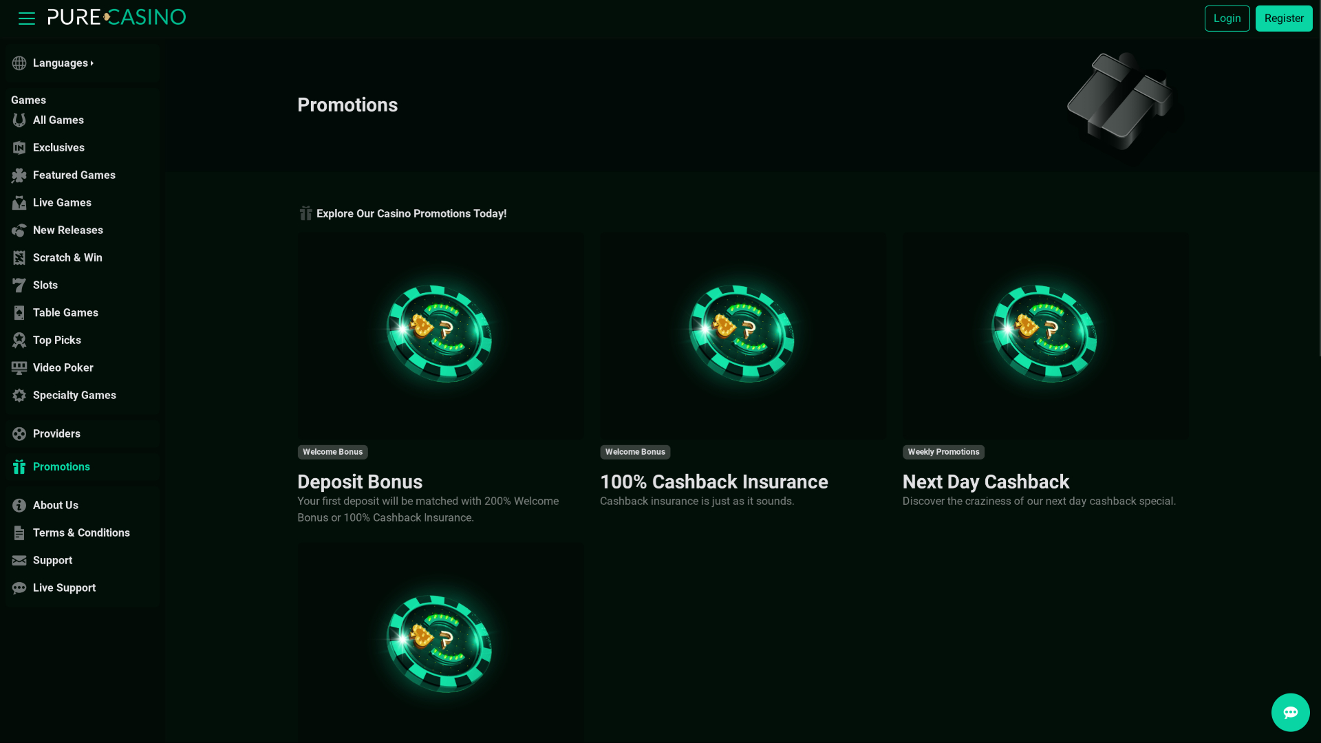 PureCasino Desktop Promotions