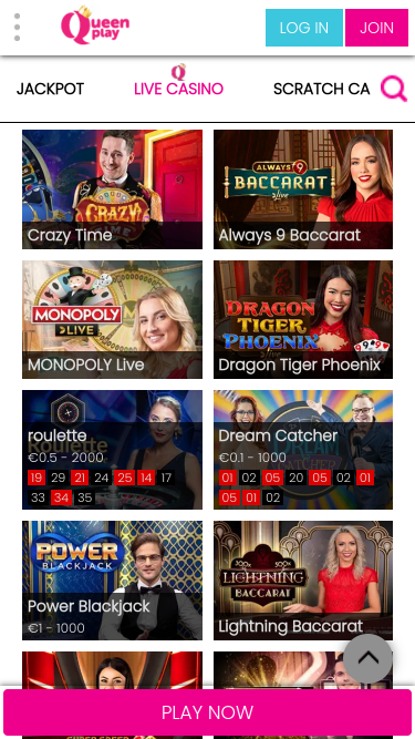 Queen Play Casino Mobile Live Dealer