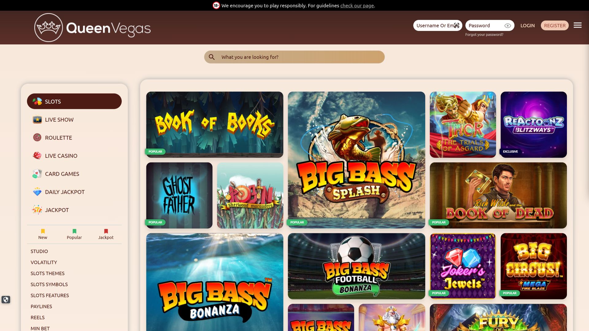 Queen Vegas Casino Desktop Games