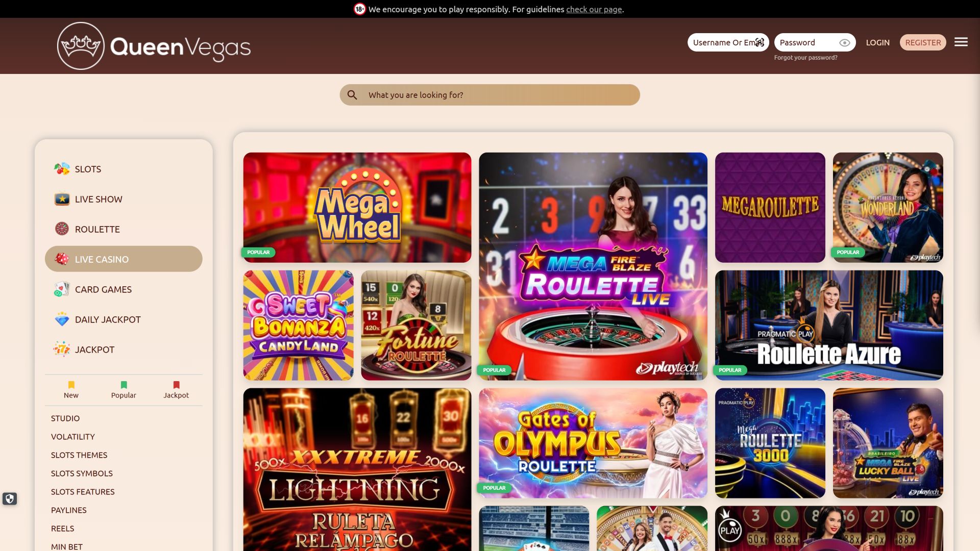 Queen Vegas Casino Desktop Live Dealer