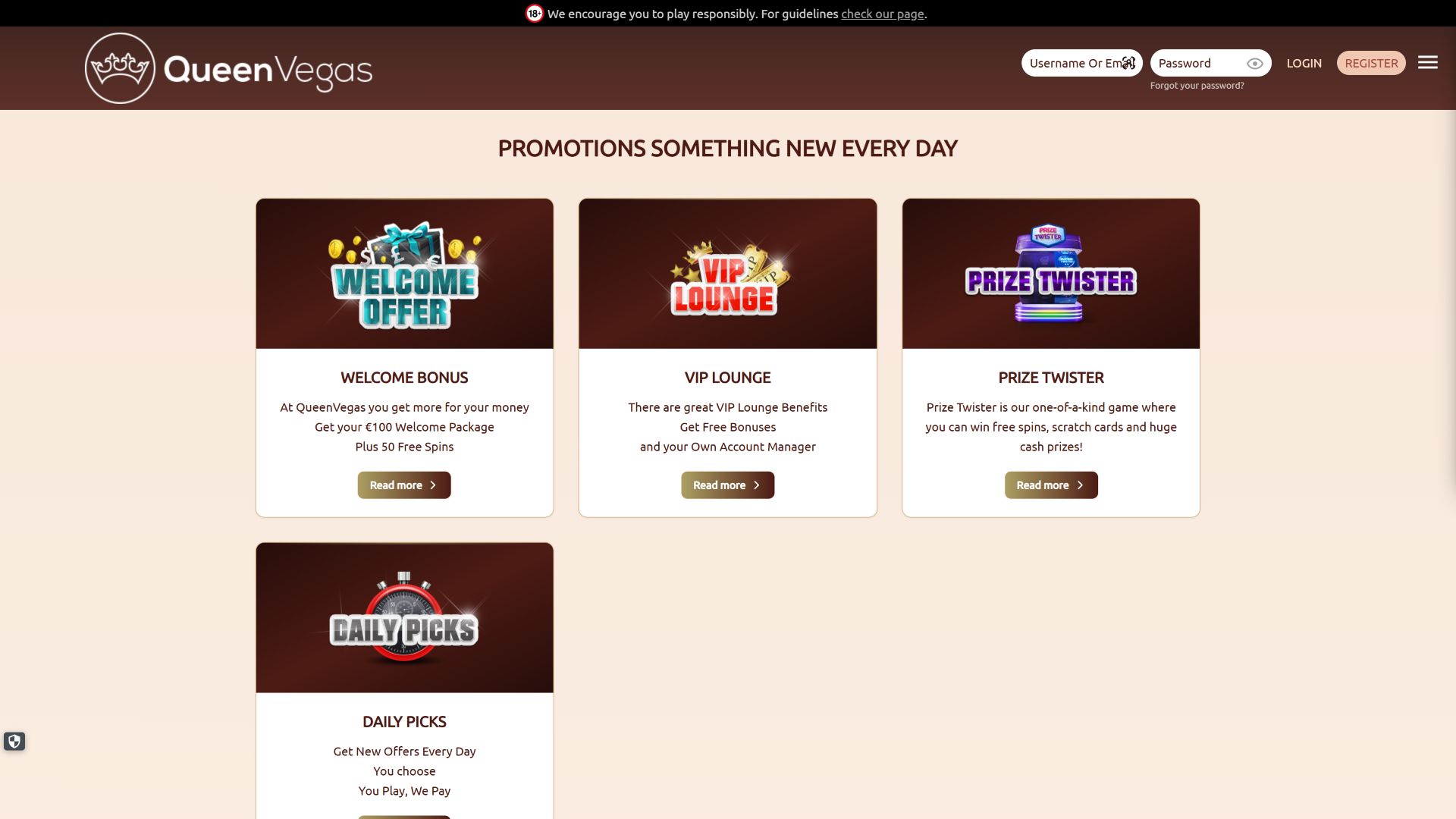Queen Vegas Casino Desktop Promotions