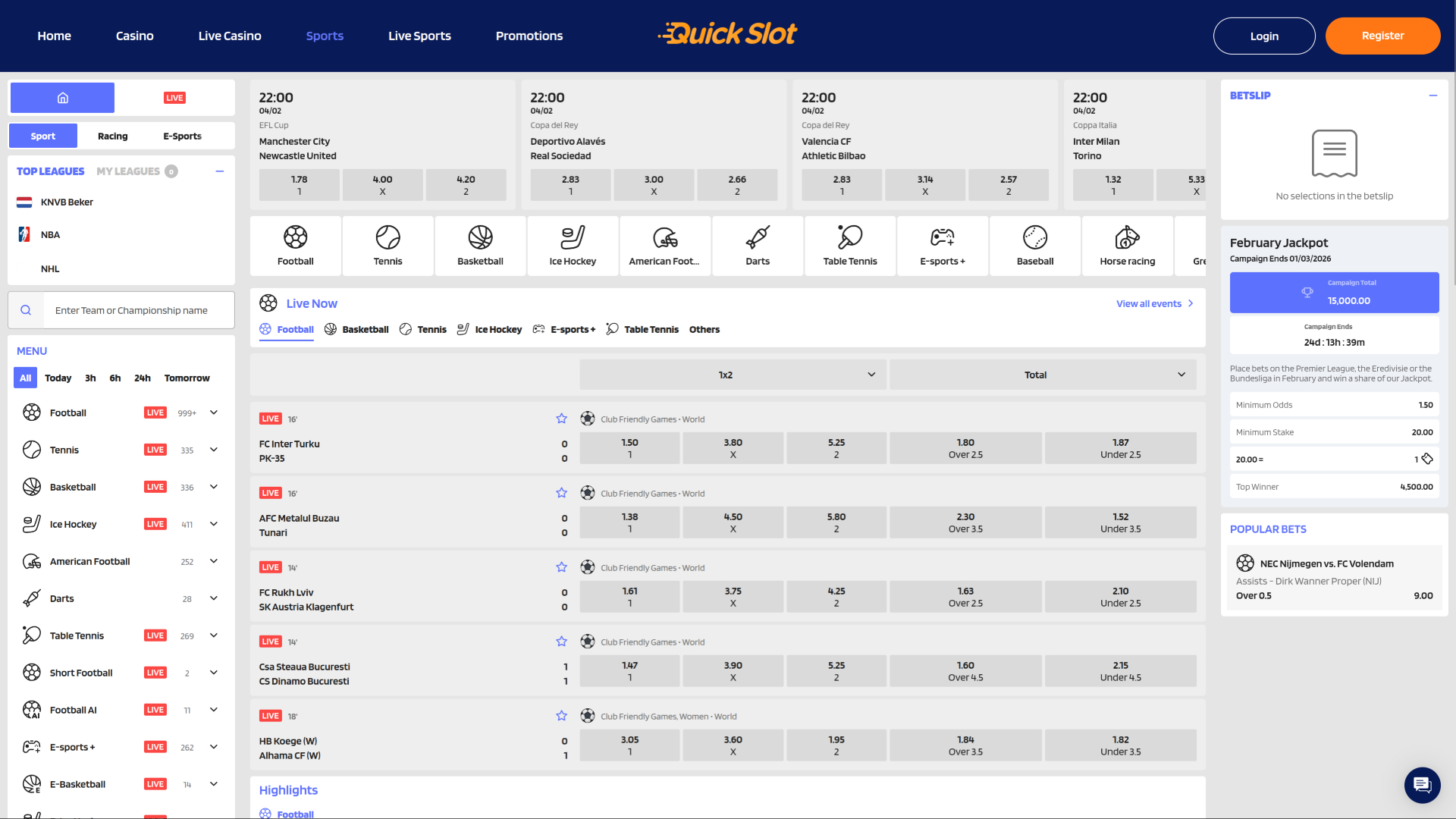 QuickSlot Casino Desktop Sports
