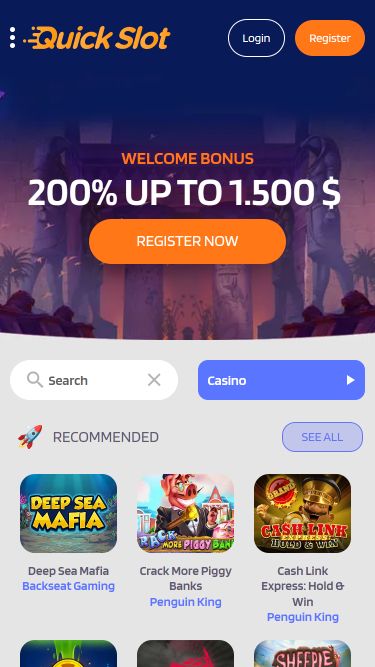 QuickSlot Casino Mobile Homepage