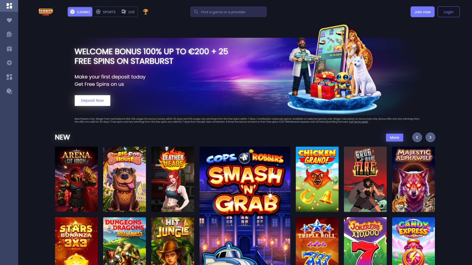 Quid Slots Casino Desktop Homepage