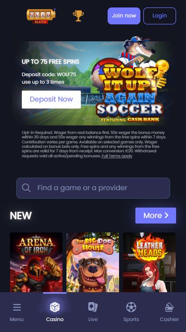 Quid Slots Casino Mobile Homepage