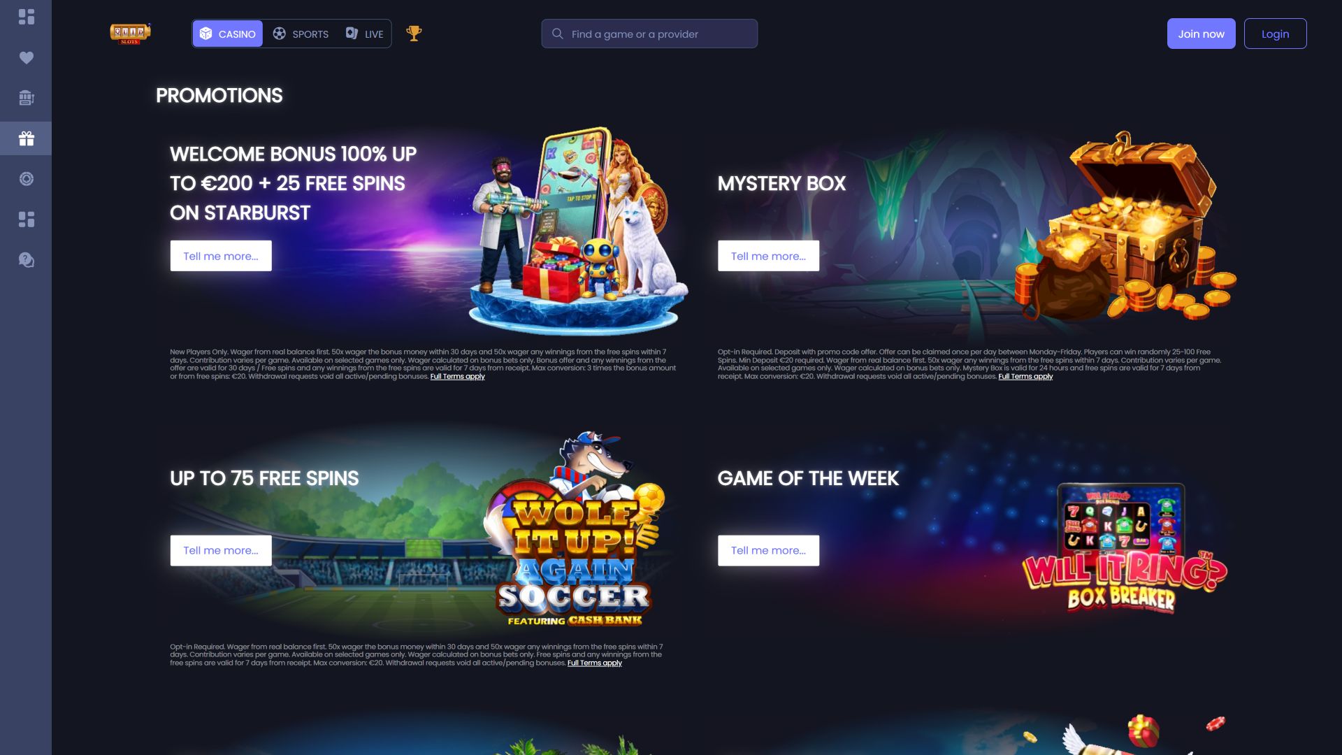 Quid Slots Casino Desktop Promotions