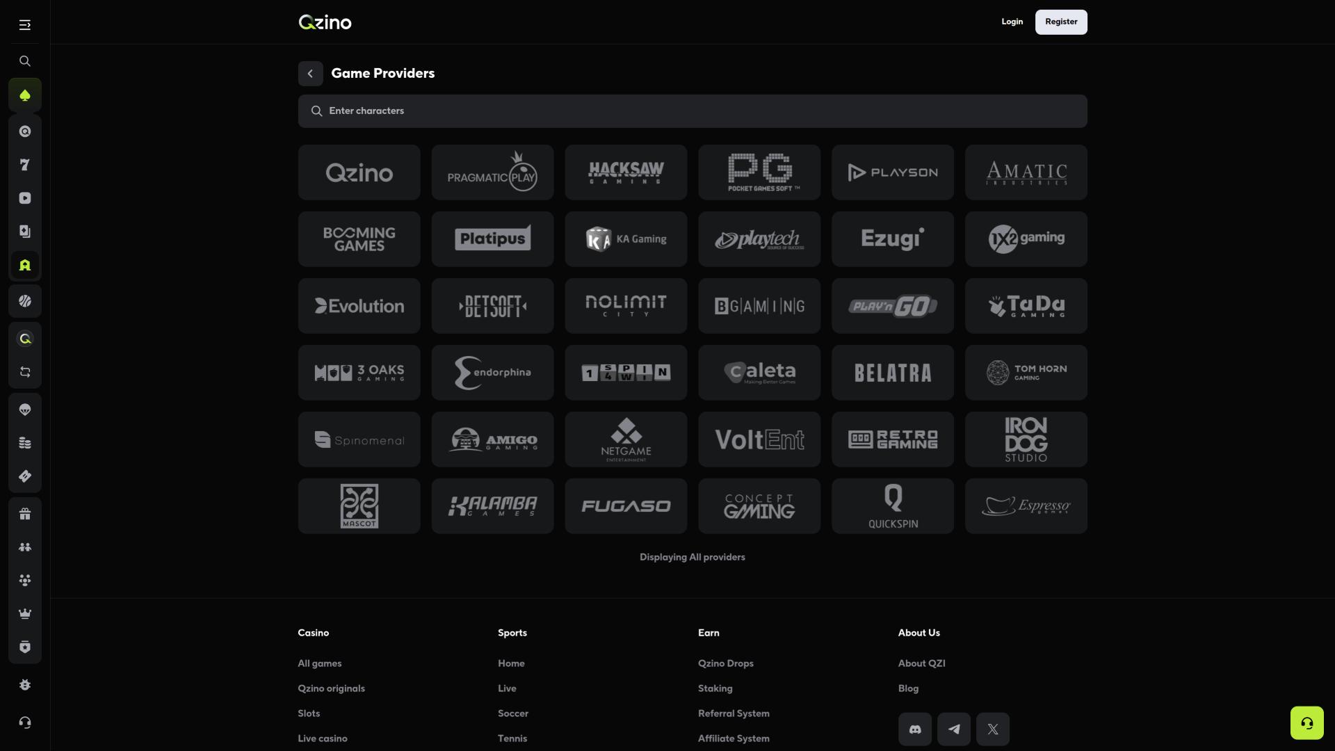 Qzino Casino game developers page