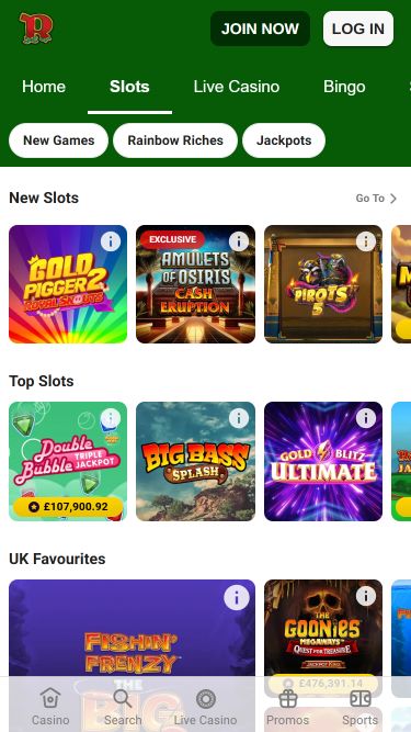 Rainbow Riches Casino Mobile Games