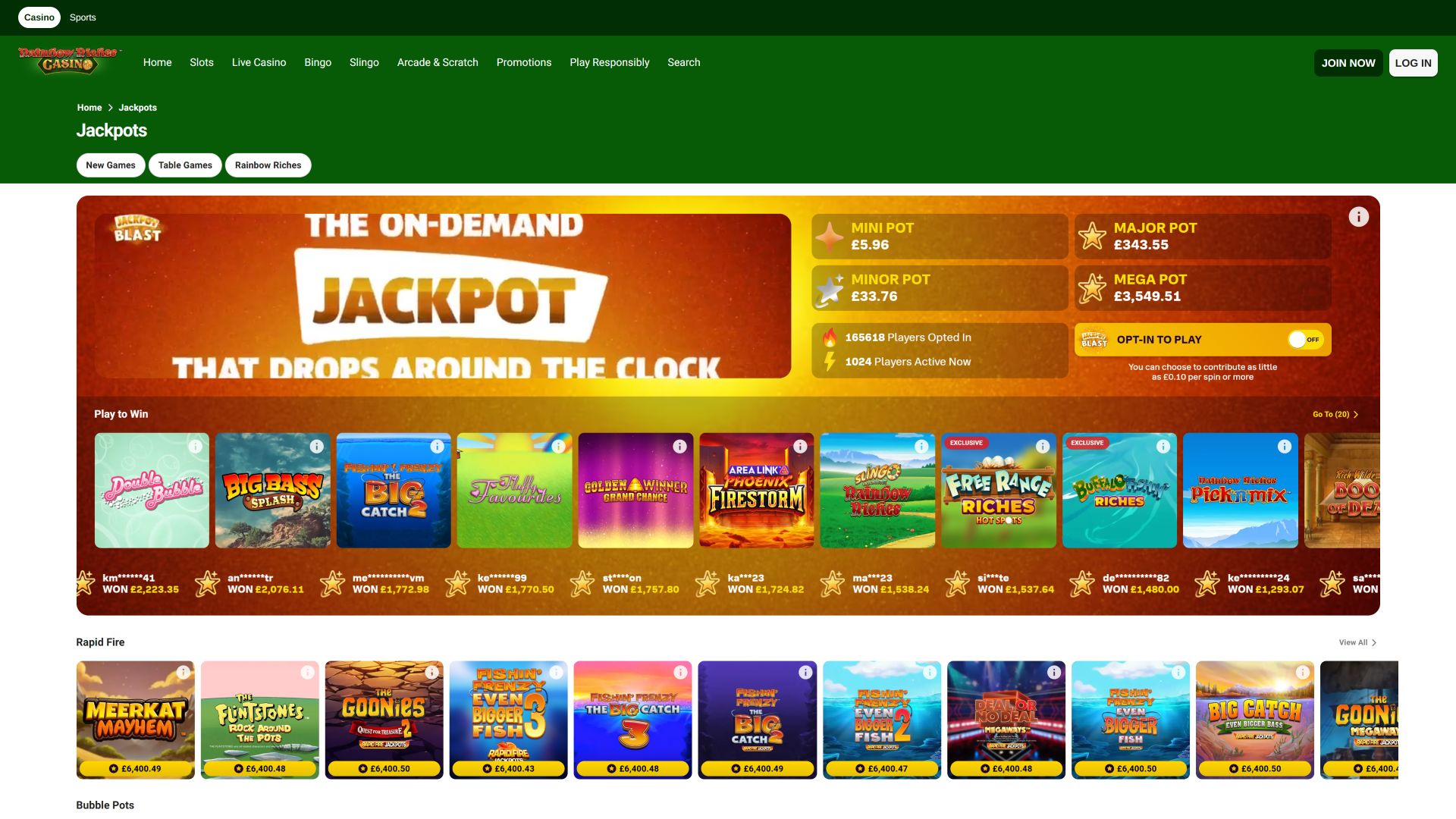 Rainbow Riches Casino Desktop Jackpot