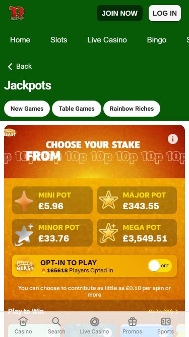 Rainbow Riches Casino Mobile Jackpot