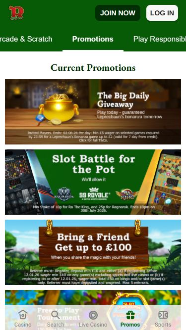 Rainbow Riches Casino Mobile Promotions