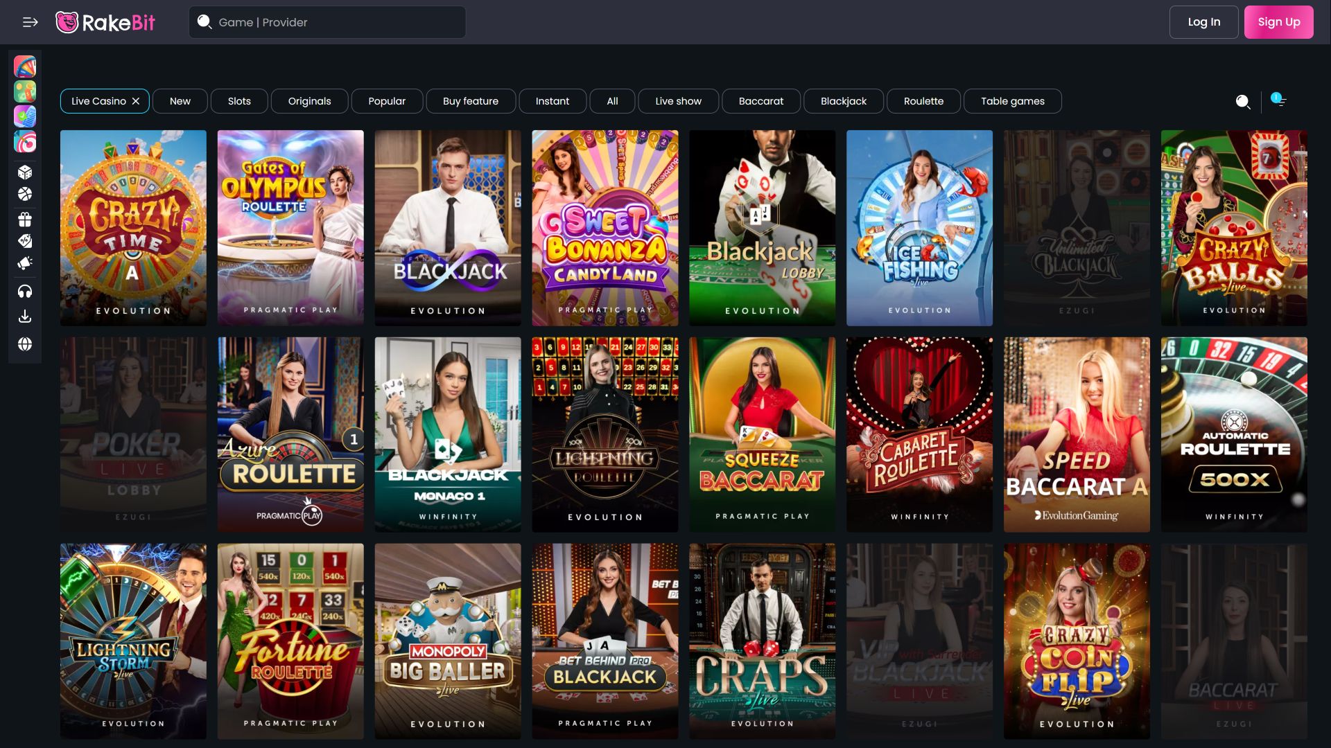 RakeBit Casino Desktop Live Dealer