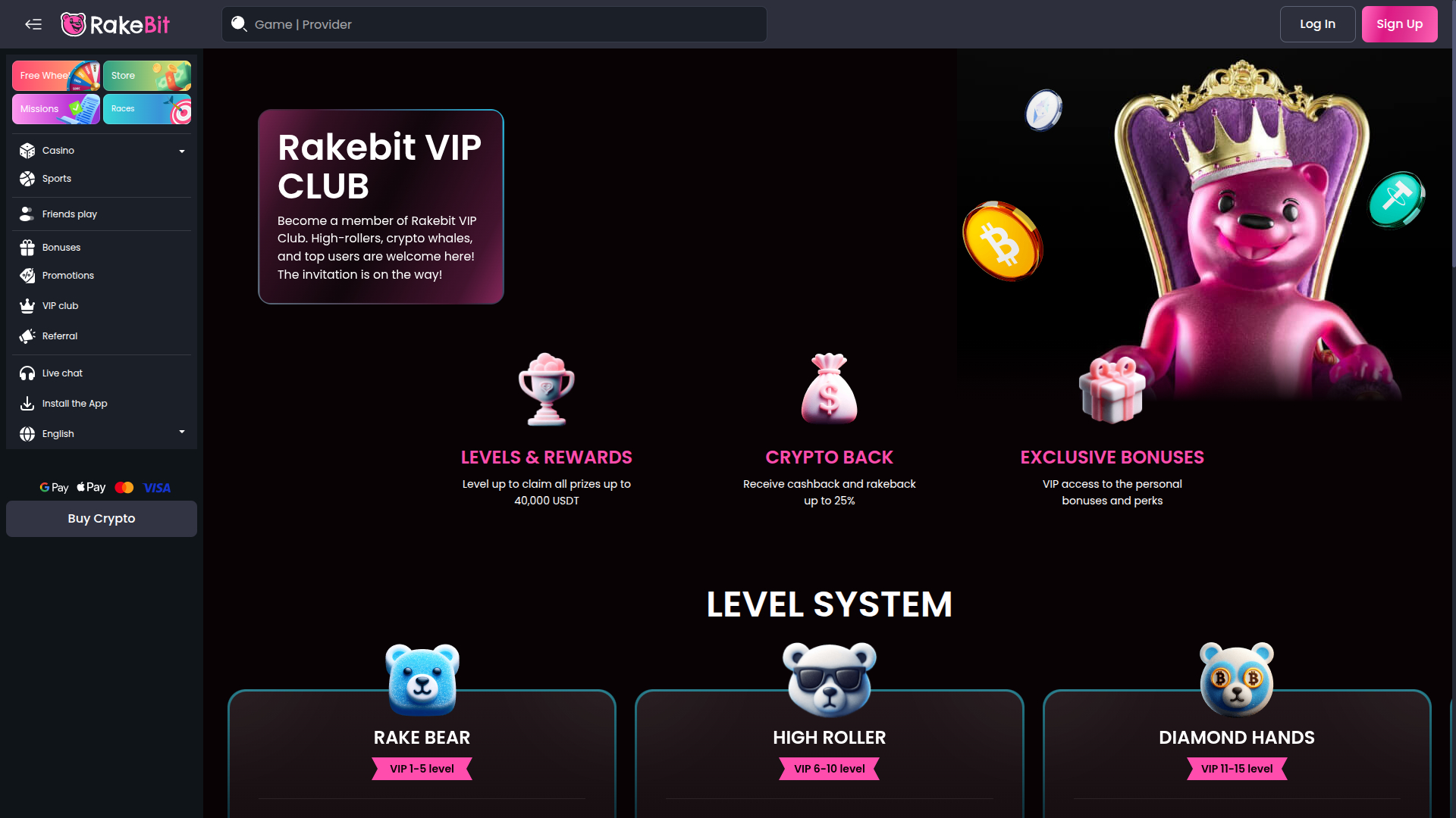 RakeBit Casino Desktop VIP Program