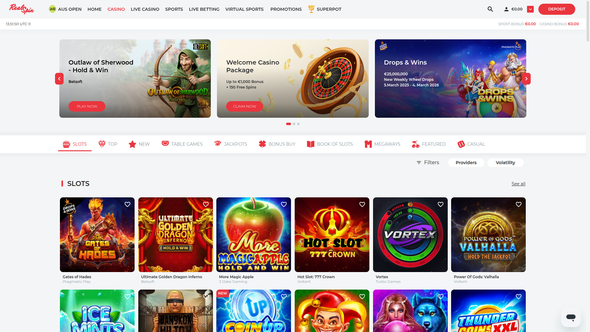 RealSpin Casino Desktop Games