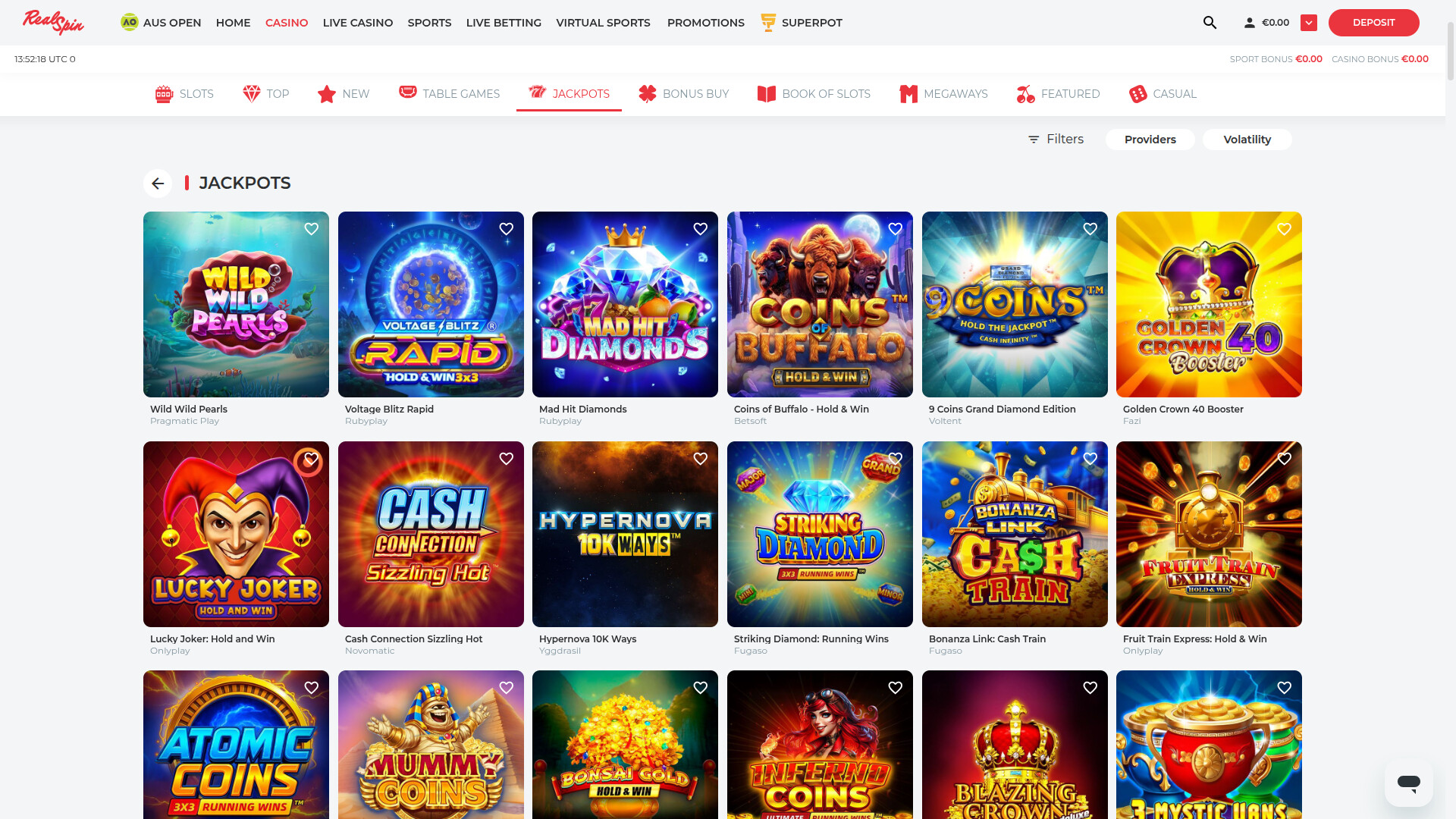 RealSpin Casino Desktop Jackpot