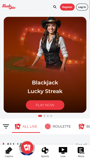 RealSpin Casino Mobile Live Dealer