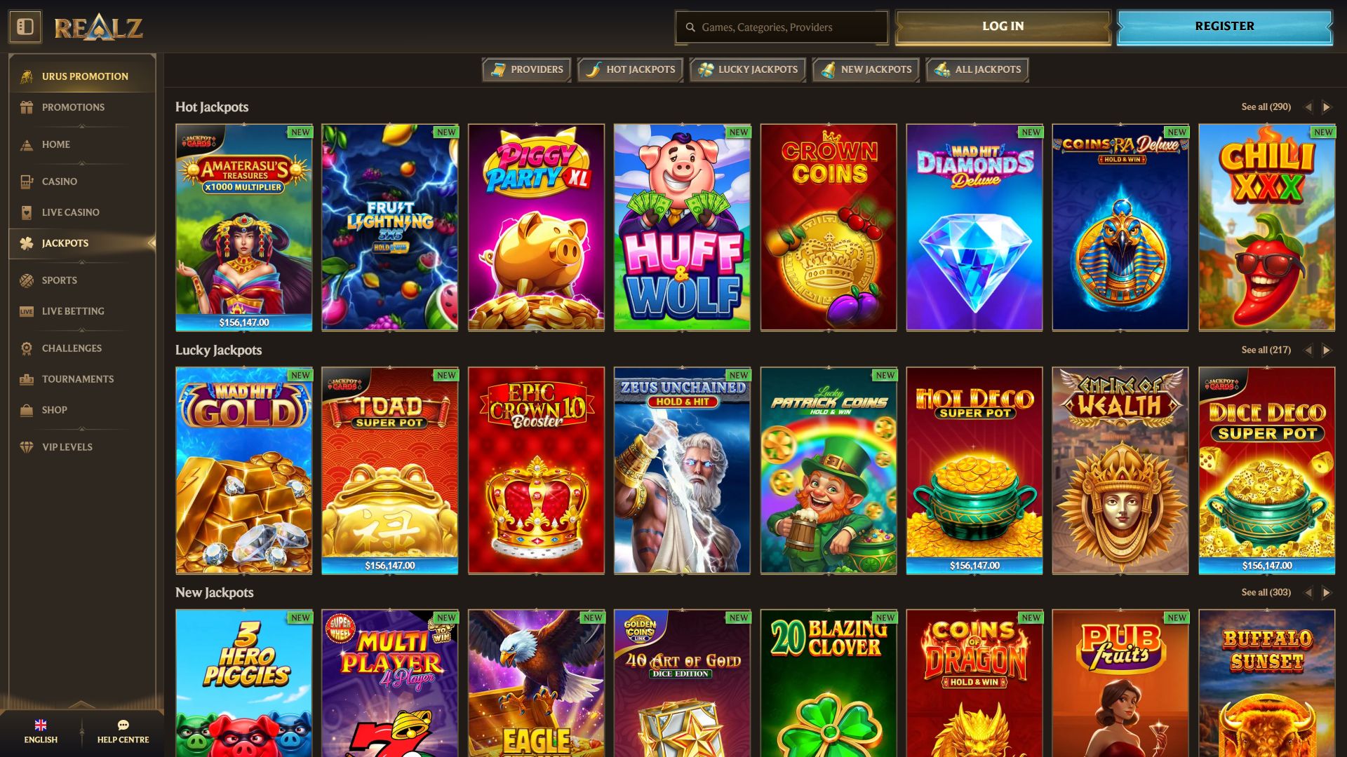 Realz Casino Desktop Jackpot