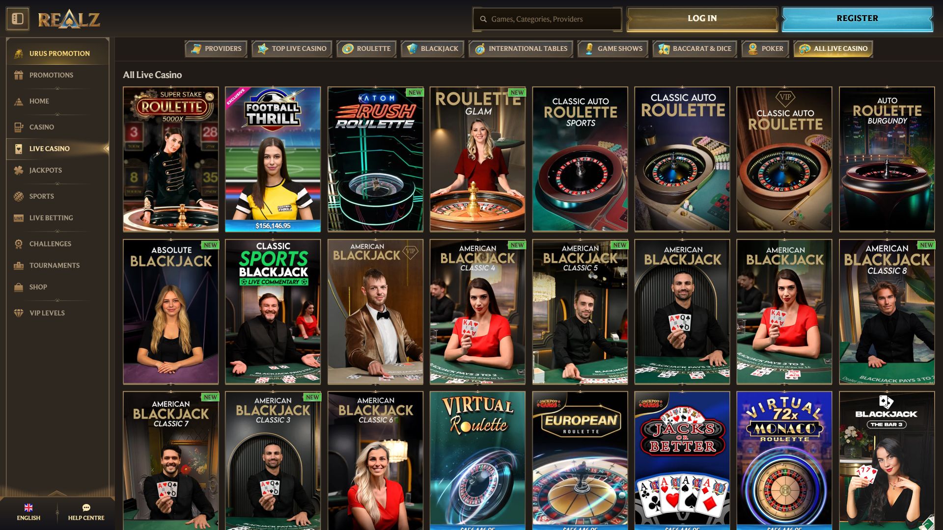 Realz Casino Desktop Live Dealer