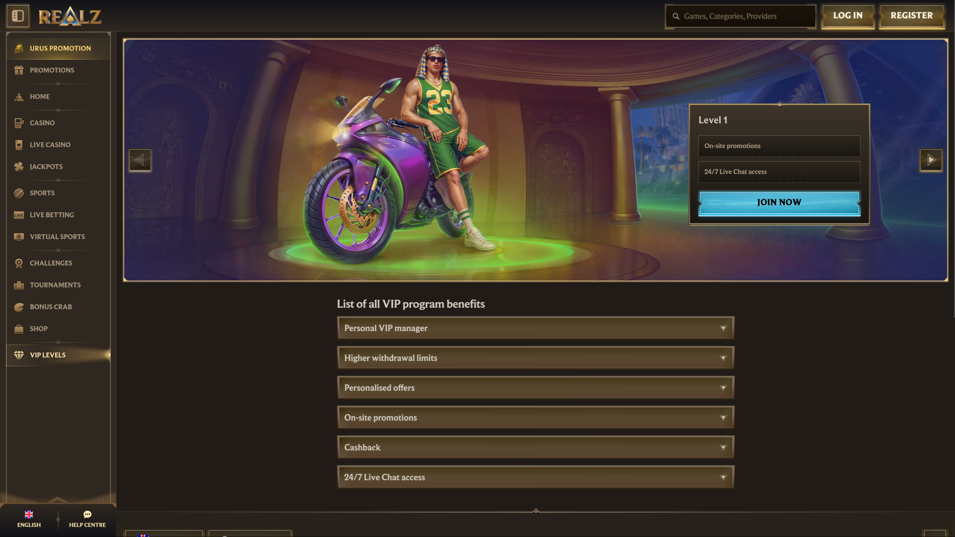 Realz Casino VIP Program