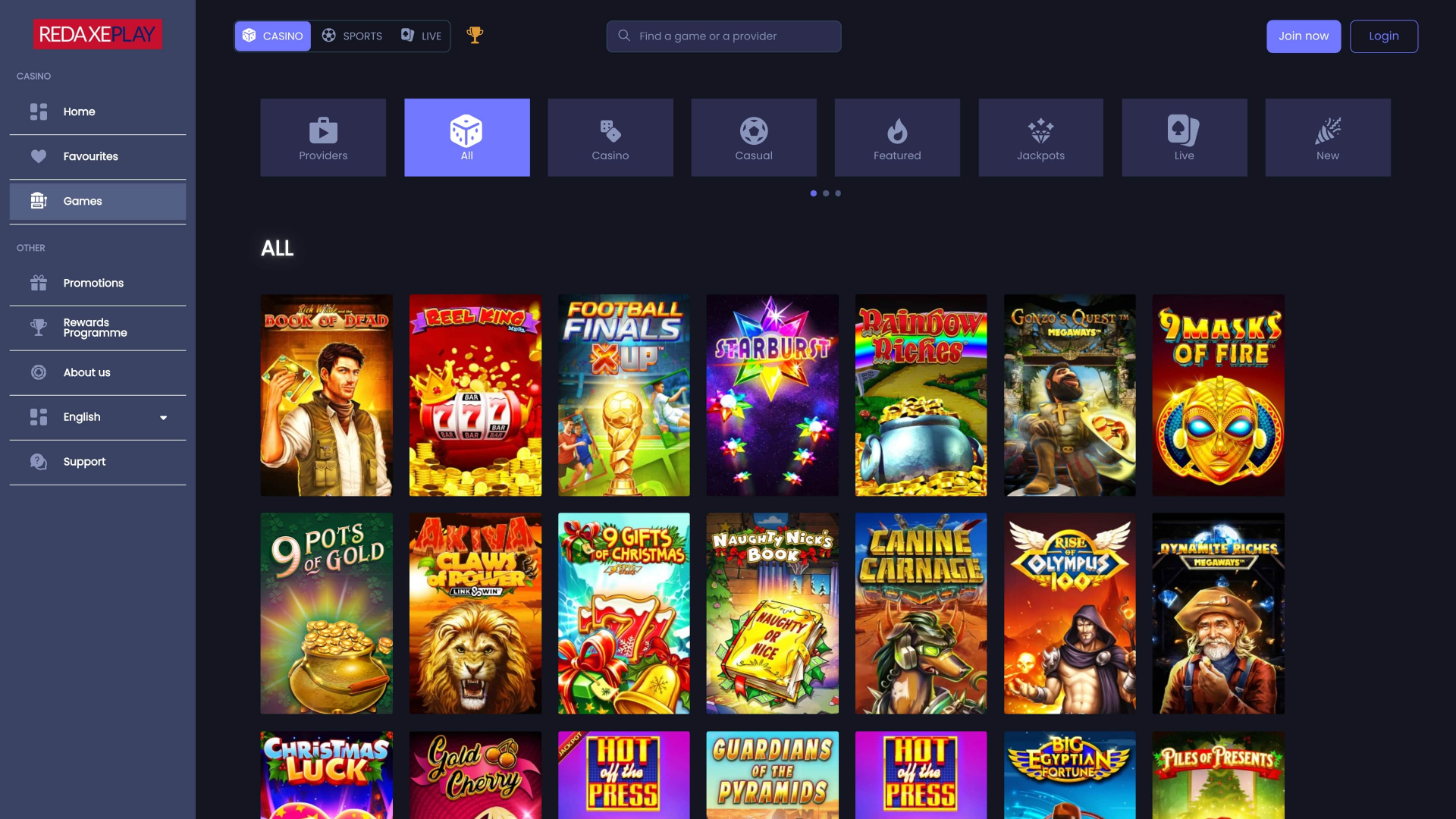 RedAxePlay Casino Desktop Games