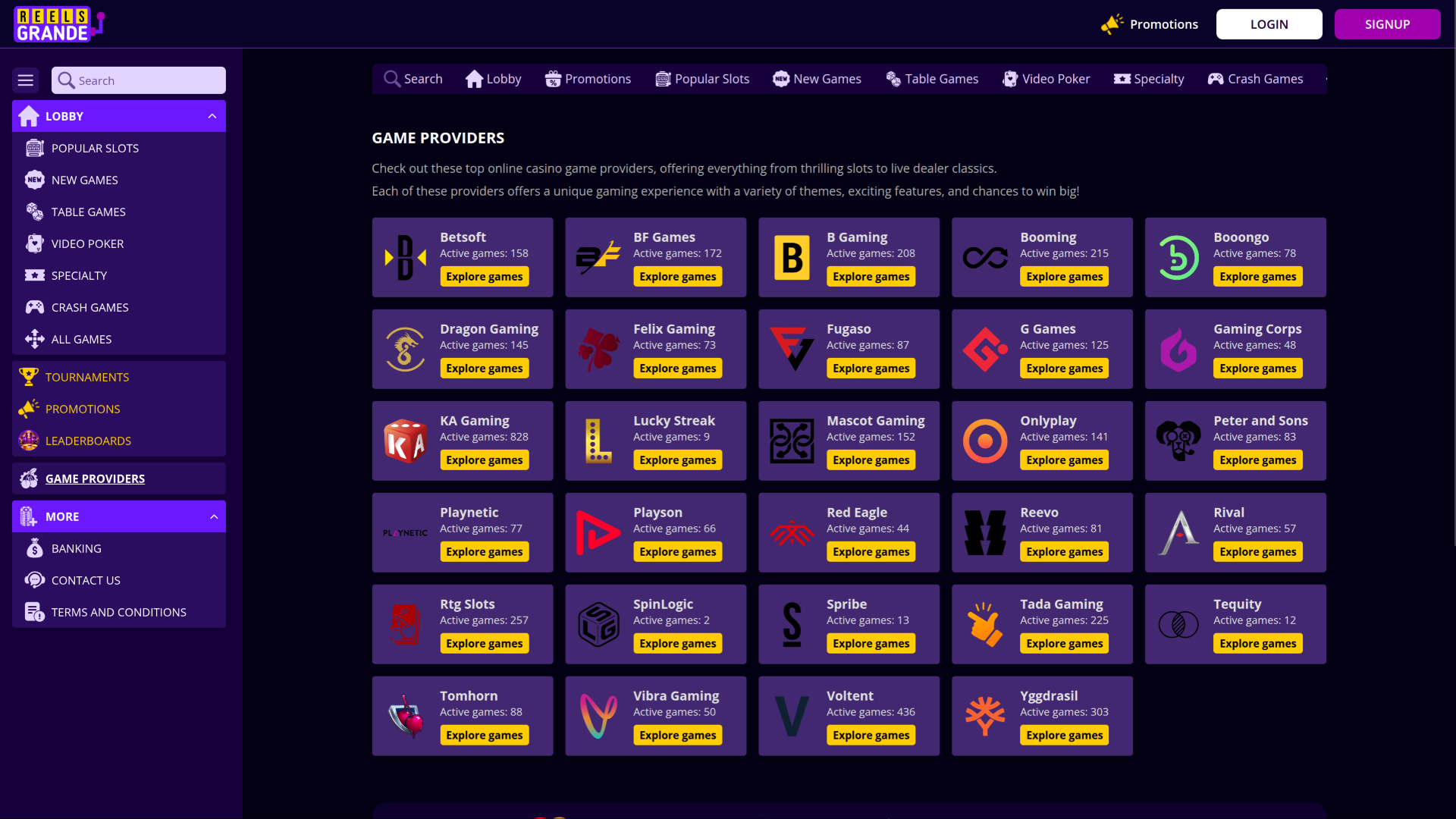 Reels Grande Casino Desktop Game Developers 