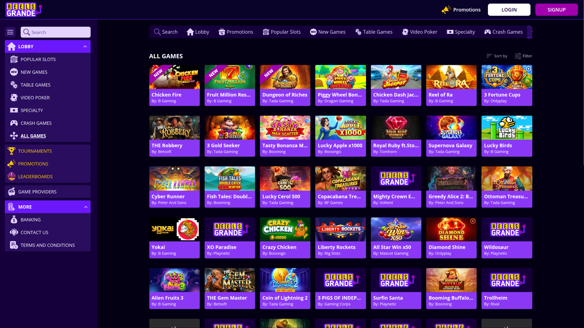 Reels Grande Casino Desktop Games
